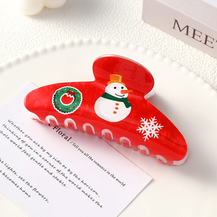Wholesale Christmas Acrylic Hair Claw Clips Santa Reindeer Snowflake Design Party Fashion Accessory