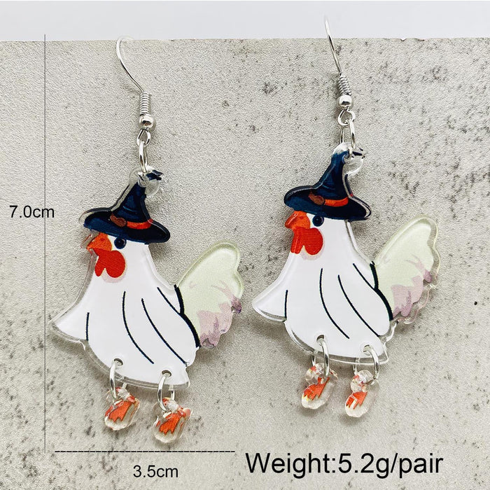 Wholesale  Earrings  Christmas Rooster Acrylic Earrings Holiday Ornaments