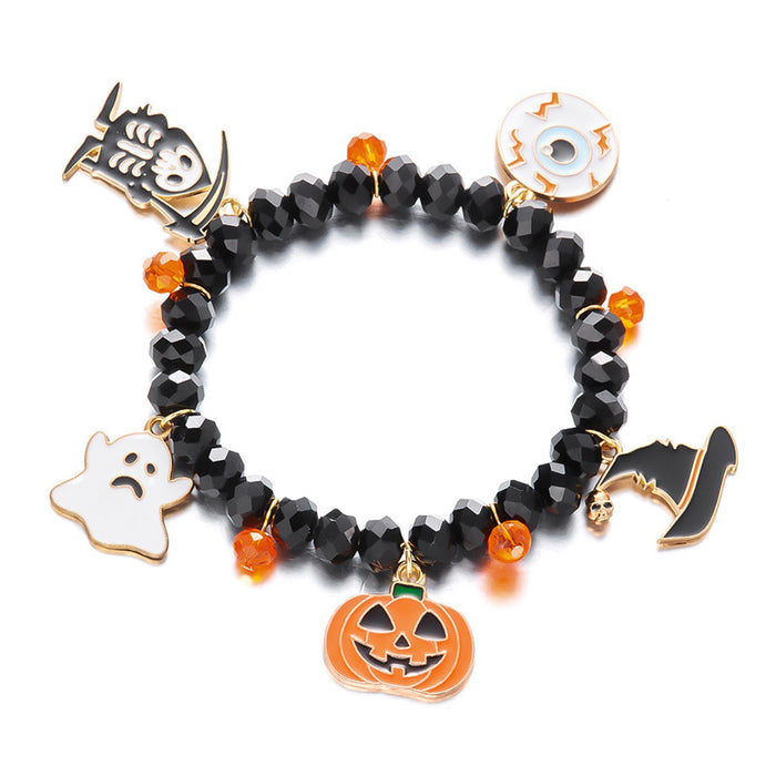 Wholesale Halloween Bracelet Pumpkin Spider Crystal Beaded Bracelet Holiday Accessories