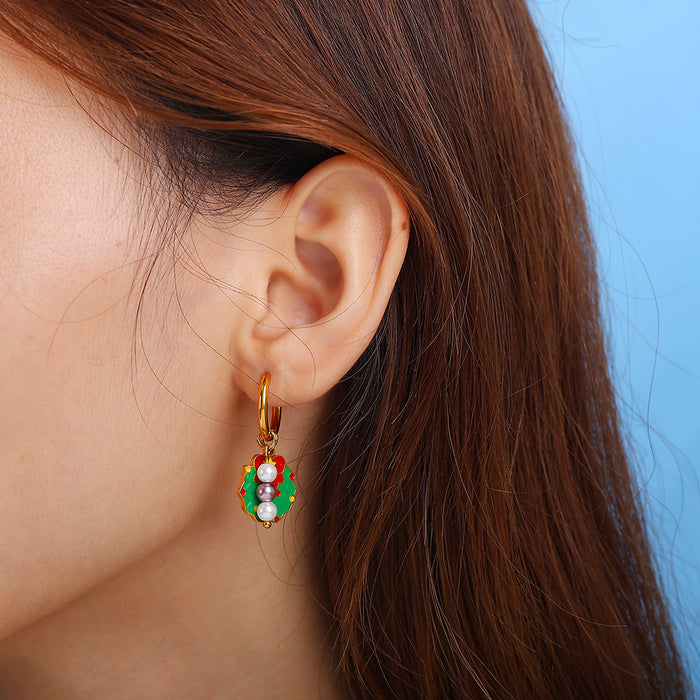 Wholesale Christmas Collection Gingerbread Man Pendant Earrings Stainless Steel