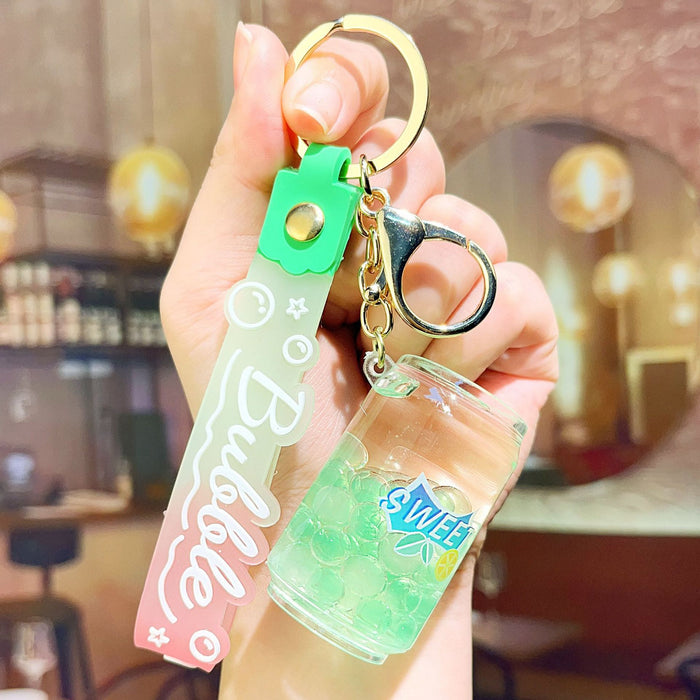 Wholesale Acrylic Oil-filled Beverage Bottle Keychain JDC-KC-ShiH005