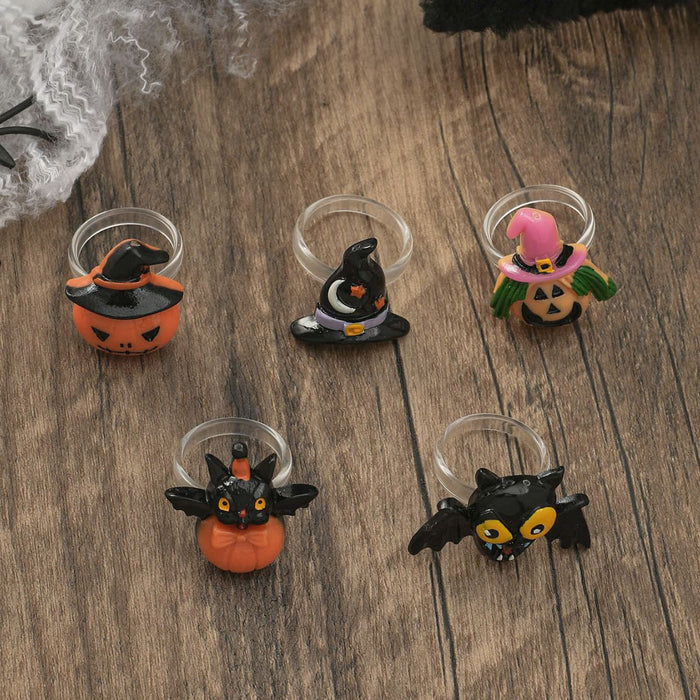 Wholesale Halloween Pumpkin Bat Ghost Shape Resin Ring JDC-RS-JunJie001