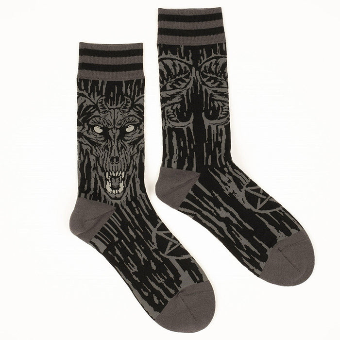 Wholesale Gothic Retro Jacquard Skateboard Mid Cap Cotton Socks JDC-SK-QiMao001