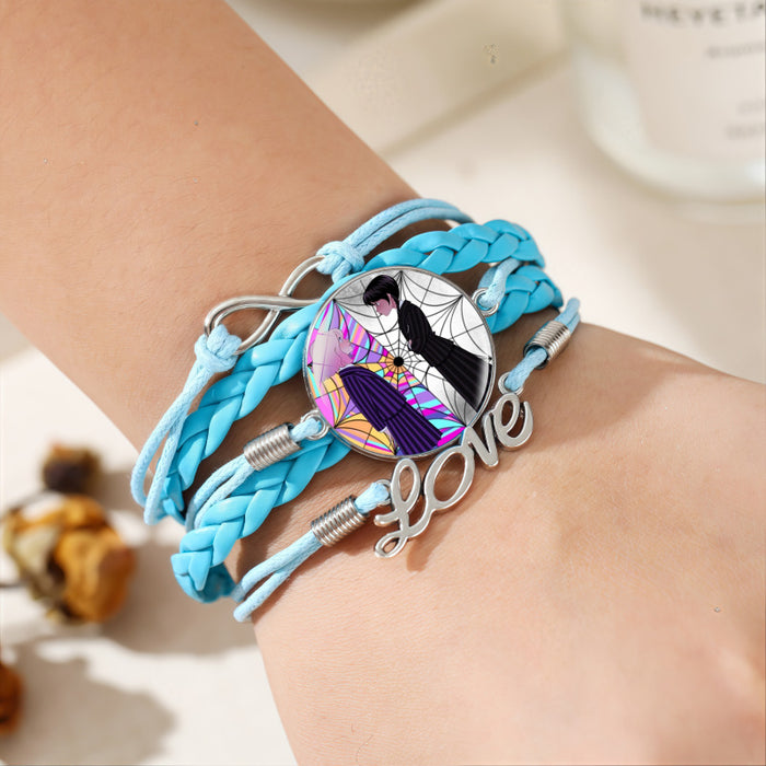 Wholesale Leather multi-layered blue woven jewelry bracelet