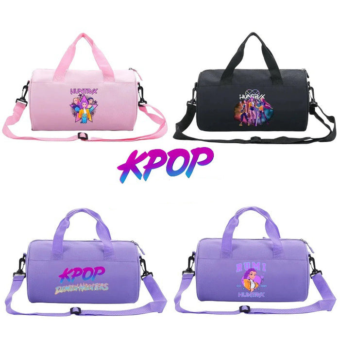 Wholesale KPOP Cartoon print cylindrical sports and fitness crossbody handbags