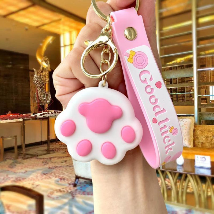 Wholesale Silicone Cartoon Cat Paw Keychain JDC-KC-MingT244