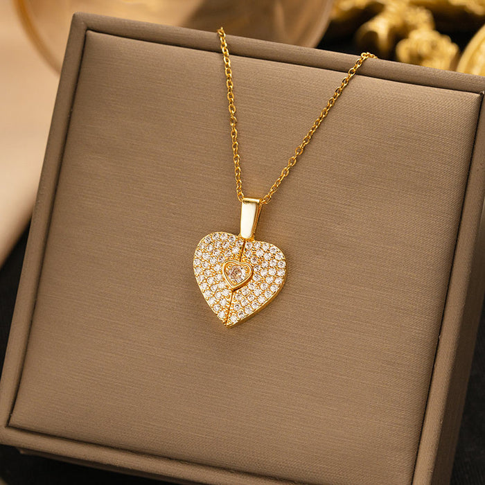 Wholesale Titanium Steel heart necklace Opening and Closing Necklace for Women choker necklace Jewelry