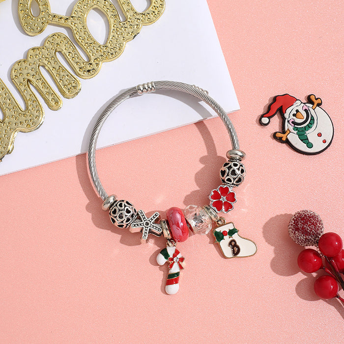 Wholesale Stainless Steel Christmas Beaded Bracelet MOQ≥2