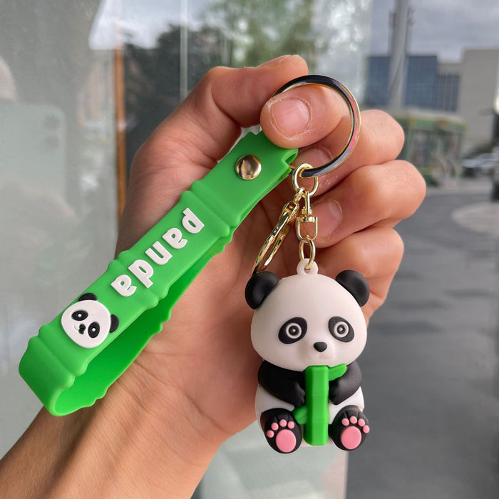 Wholesale Cartoon Bamboo Panda Keychain Bag Pendant Car Keychain Cute Doll Couple Small Gift Wholesale