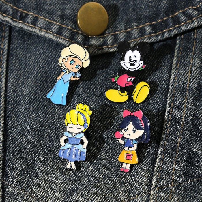 Wholesale Cartoon Mouse Princess Brooch Cute Metal Badge Pin For Clothing Trendy DIY Accessory For Resale