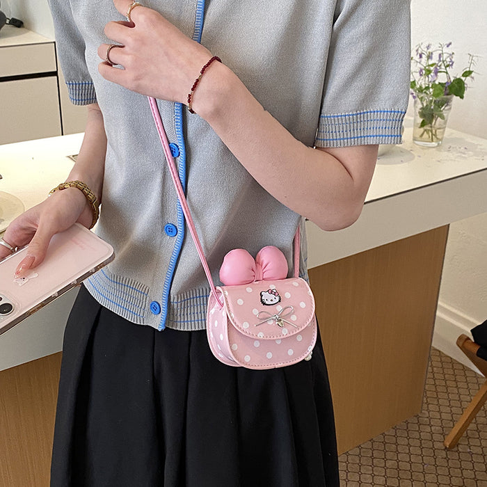 Wholesale Trendy Polka Dot Butterfly Bow Kids Crossbody Bag
