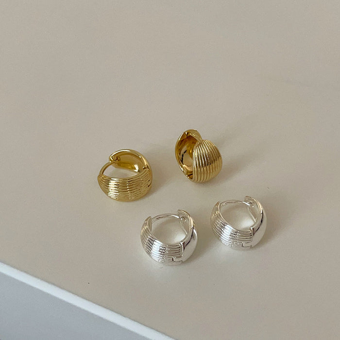 Wholesale Shell patterned plain ring ear buckle, simple, personalized, fashionable, versatile earrings and earrings