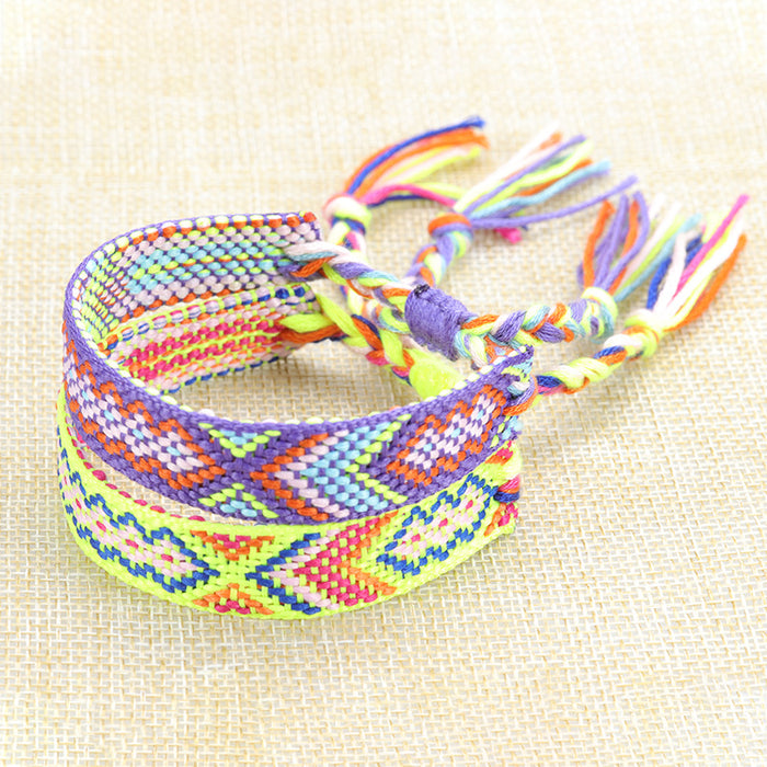 Wholesale of New Nepalese Fabric Ethnic Style Woven Colorful Tassel Bracelet JDC-BT-YiYe005