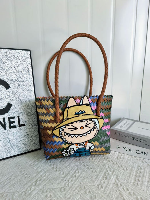 Wholesale  Handbag Summer  Cartoon Woven Bag Large Capacity Work Commuter Bag Hand-Woven Handbag