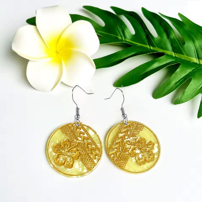 Wholesale Stylish Hibiscus Flower Drop Earrings Acrylic Floral Print Jewelry Accessory MOQ≥2