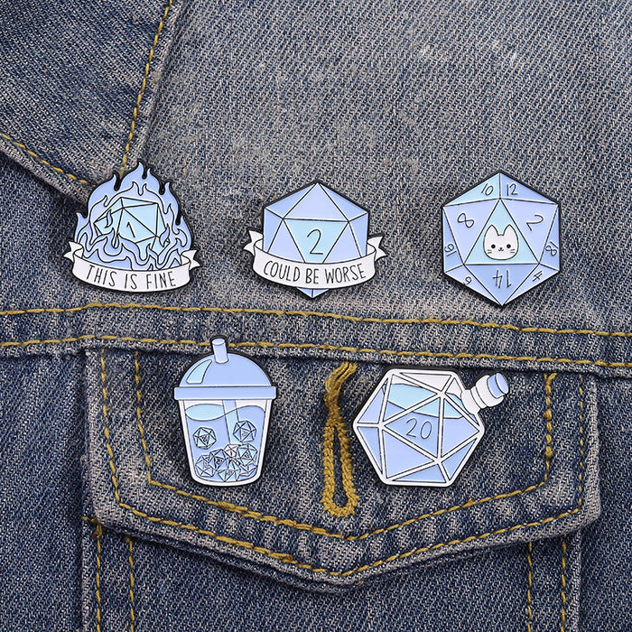 Wholesale Dice Dragon Brooch Trendy Anime Style Metal Badge Chic Fashion Accessory