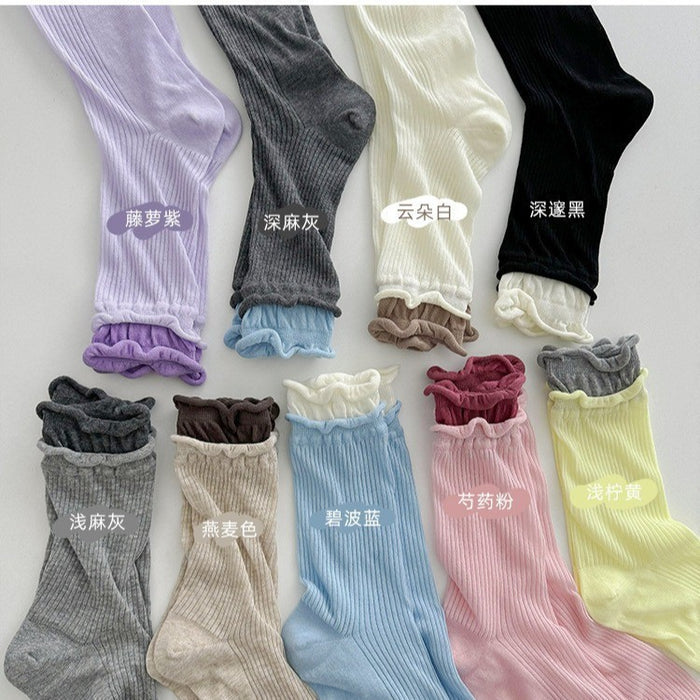 Wholesale Minimally spliced fake two-piece stacked socks thin design with double screw mouth transparent middle tube