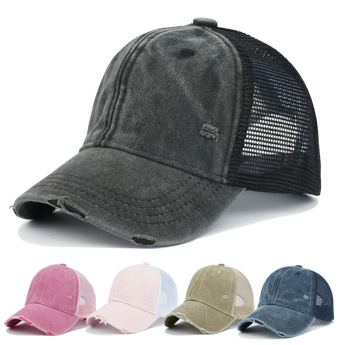 Wholesale Cotton Washed Baseball Cap Soft Top Mesh Cap JDC-FH-RongZ007