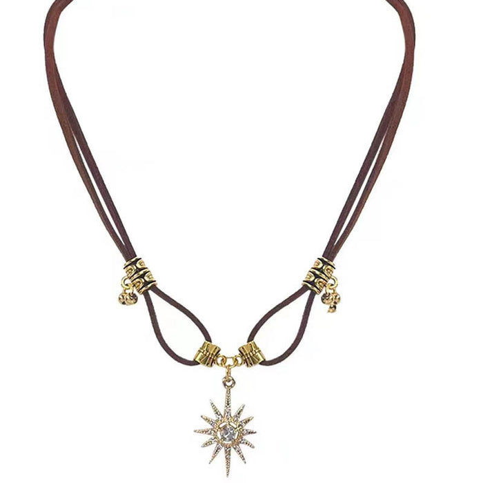 Wholesale Vintage Sunflower Star Pendant Necklace Women Necklace  Chain Chain