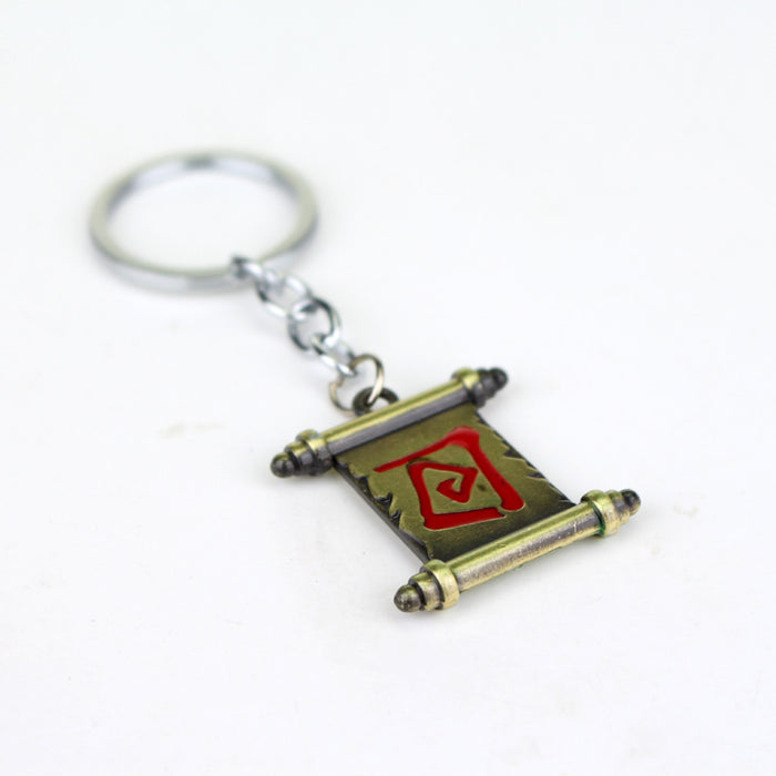 Wholesale DOTA2 Game Peripheral Weapon Model Pendant Dota Logo Keychain Return To The City Scroll Pendant Necklace JDC-KC-HeY019