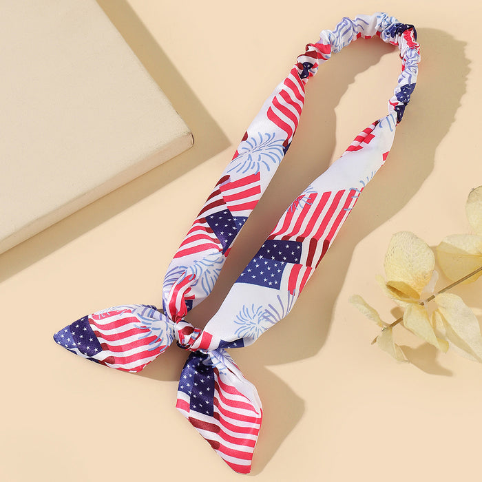 Wholesale 3PCS American Flag Independence Day Rabbit Ears Elastic Headband Bow Fabric Headband JDC-HD-JinZ003