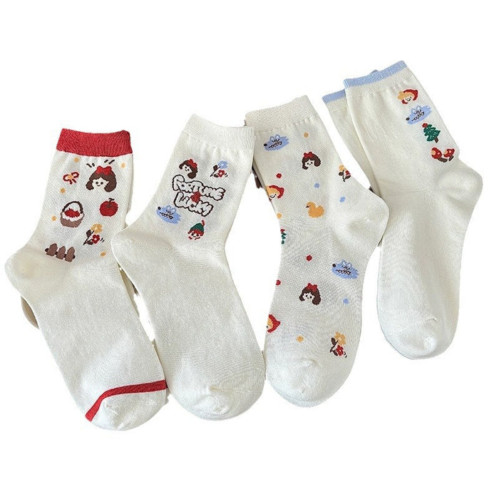 Wholesale  Cotton Summer Thin Fairy Tale Socks Women's Mid-length Socks Ins Style Girl's Cute Cartoon Stockings