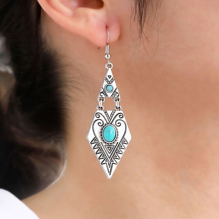 Wholesale Ancient Silver Zinc Alloy Bohemian Triangle Earrings Geometric Retro Fashion Accessory MOQ≥2