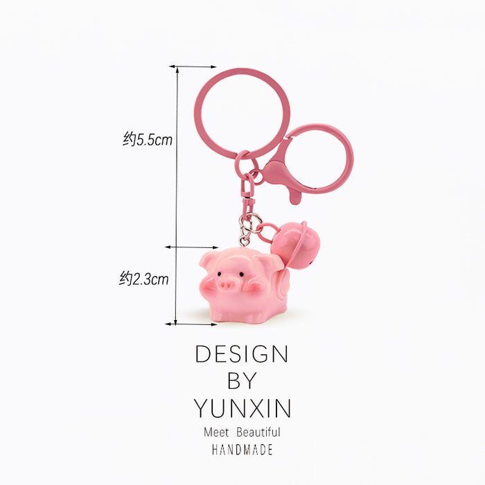Wholesale Cute three-dimensional super cute bell pig keychain pendant backpack decoration pendant couple