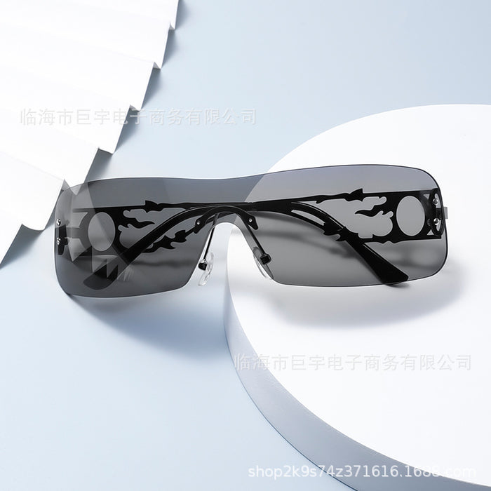 Wholesale New Fashion Sunglasses with Metal Large Frame, Personalized Borderless Integrated Sunglasses
