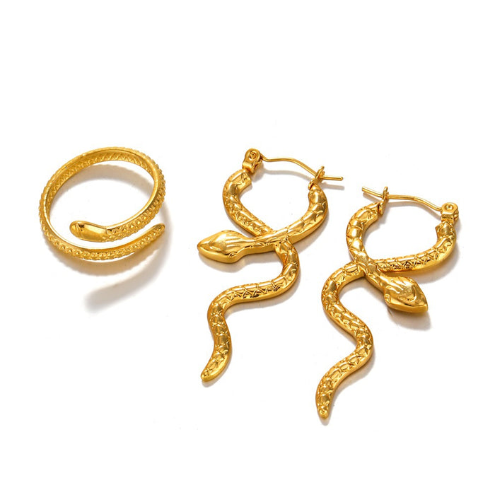 Wholesale Adjustable rings Stainless steel snake earrings ring suit for women