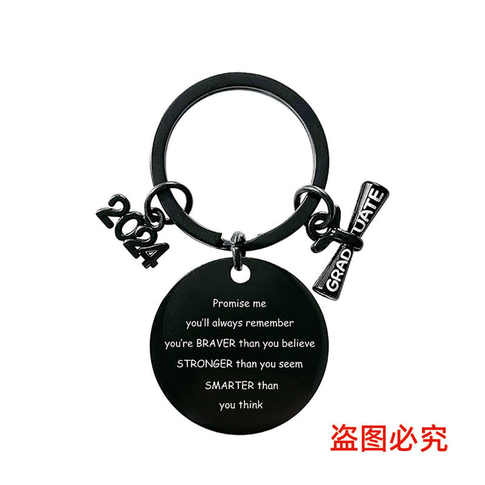 Wholesale Graduation Season Gift Round Stainless Steel Keychain JDC-KC-GangGu049