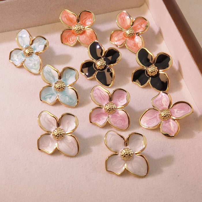 Wholesale Retro Palace Flower Titanium Steel Earrings JDC-ES-JW004