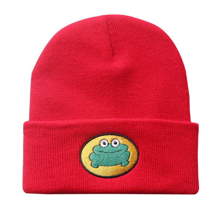 Wholesale Acrylic Cartoon Frog Embroidery Knitted Beanie Hat JDC-FH-LvH011