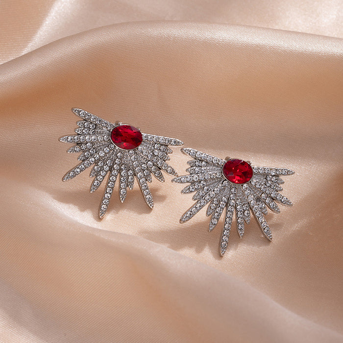 Wholesale Wings Full of Diamond Earrings Exaggerated Shining Star Earrings 925 Women's Earrings