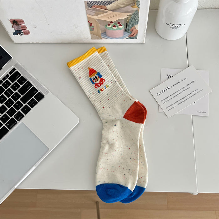 Wholesale Socks, pure cotton cartoon tube socks, funny smiling face emoji pack, long socks
