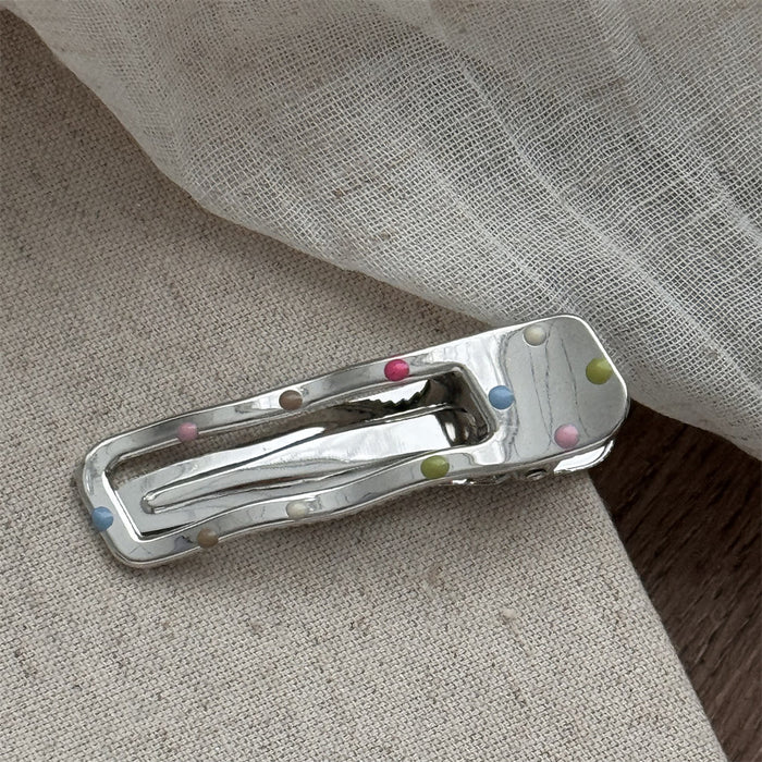 Wholesale Silver Metal Hair Clips with Colorful Dots