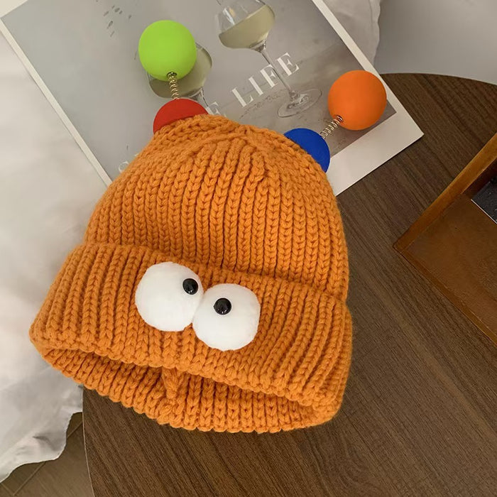 Wholesale Cartoon Big Eyes Small Monster Wool Hat for Children Autumn and Winter Cute Cute Funny Couple Knitted Hat