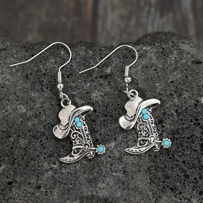 Wholesale Creative Cowboy Hat Boots Earrings