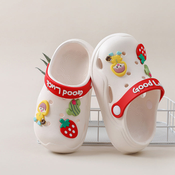 Wholesale Bear closed toe anti-collision children's slippers indoor non-slip cartoon baby beach hole shoes