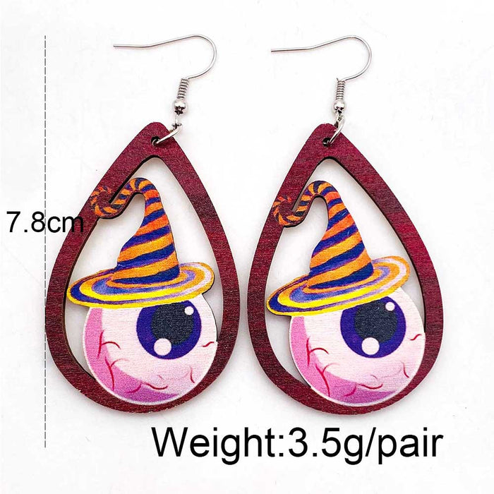 Wholesale   earrings horror ghost witch medicine jar printed wooden earrings holiday jewelry