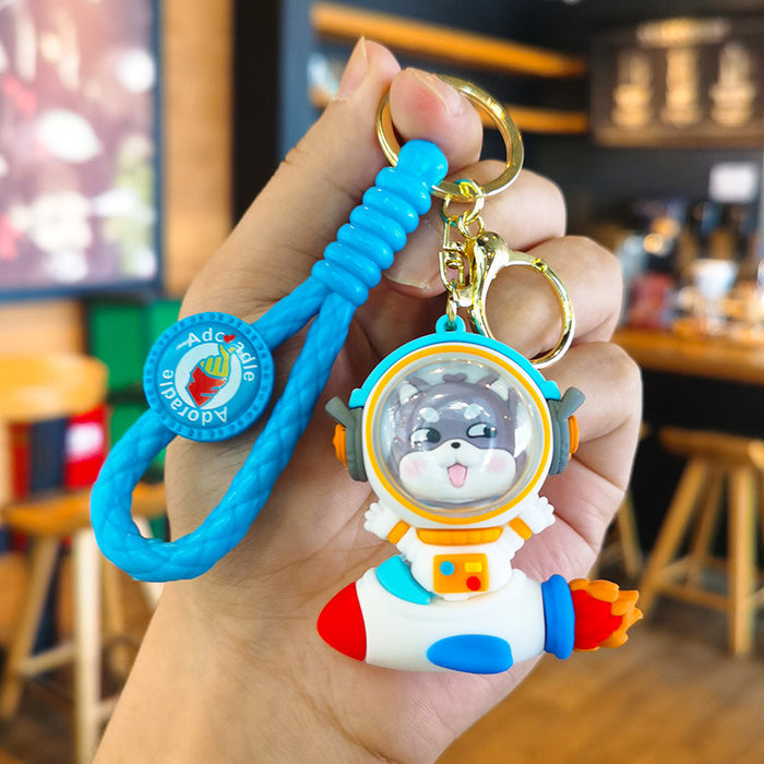 Wholesale Cartoon Space Rocket Animal 3D Doll Rubber Keychain JDC-KC-Tingm033