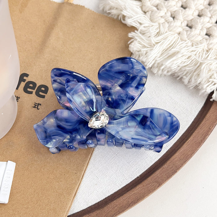 Wholesale Flower Acetate Hair Claw Clip with Rhinestones - Stylish Fashion Accessory