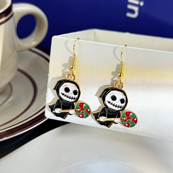 Wholesale Cartoon Design Gift Box  Earrings Female Personality  Funny Skull Earrings