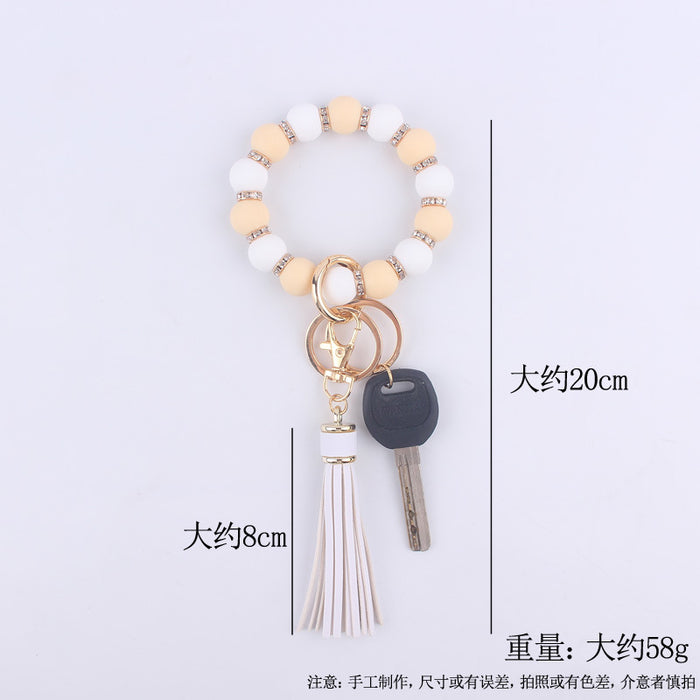 Wholesale Colorful Silicone Beaded Wrist Keychain JDC-KC-GuangTian020