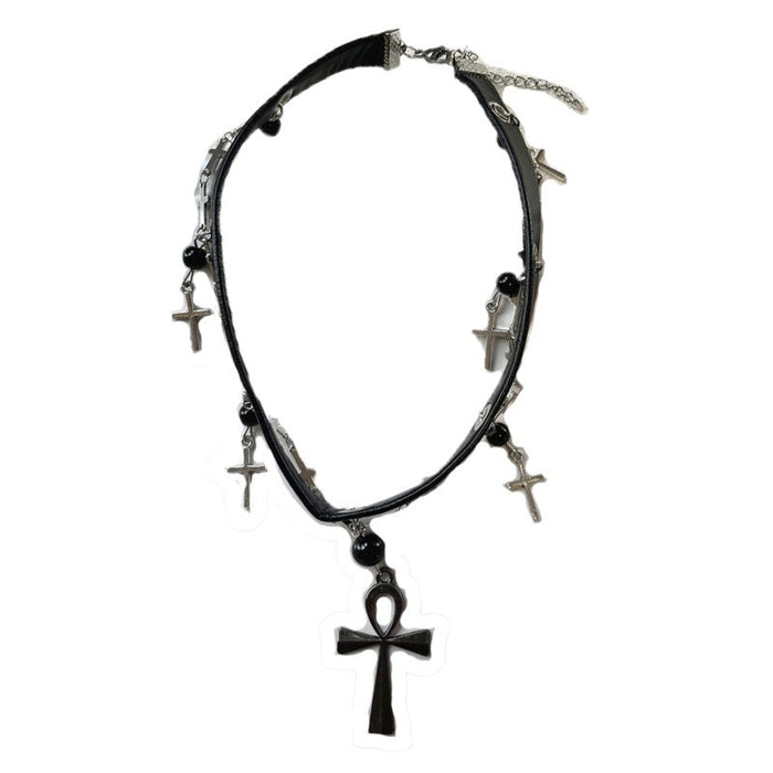 Wholesale Punk Cross Pendant Choker Necklace Fashion Accessory