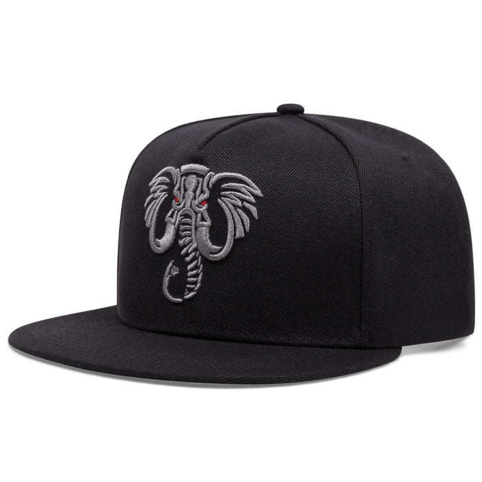 Wholesale Fashionable animal embroidery flat brimmed hat, sun hat with adjustable duckbill cap, baseball cap