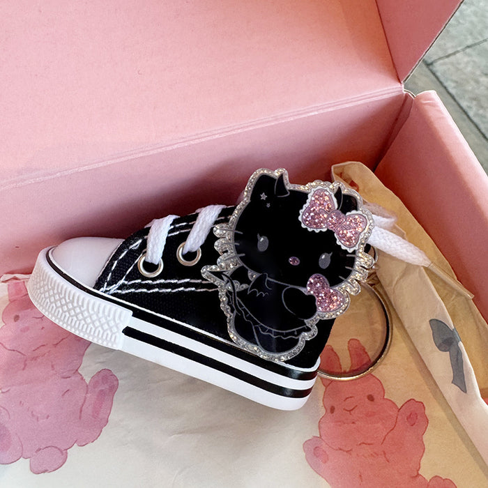 Wholesale Cat Cartoon sneaker Canvas Shoes Key Ring Keychain Pendant Shoes Pendant Bag Hanging