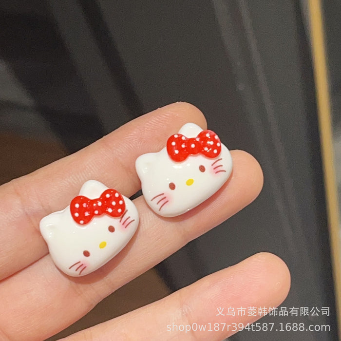 Wholesale Cute cat silver needle earrings,  simple and cute