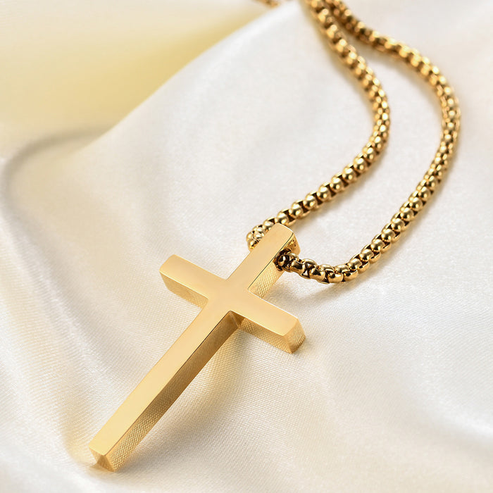 Wholesale Glossy Simple Titanium Steel Cross Pendant Female Personalized Stainless Steel Necklace Wholesale Laser Logo