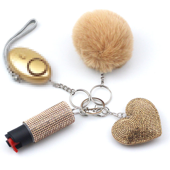 Wholesale Heart Hot Diamond Functional Plastic Keychain Diamond 4-piece Set JDC-KC-TouMS021